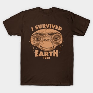 I Survived Earth Funny 80's Alien Movie Meme T-Shirt